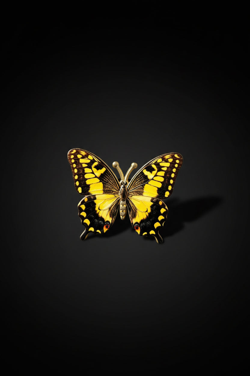 Golden yellow and black swallowtail butterfly pin