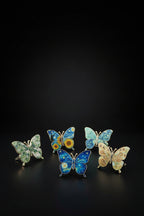 Mustard gold butterfly pin with sunflower print