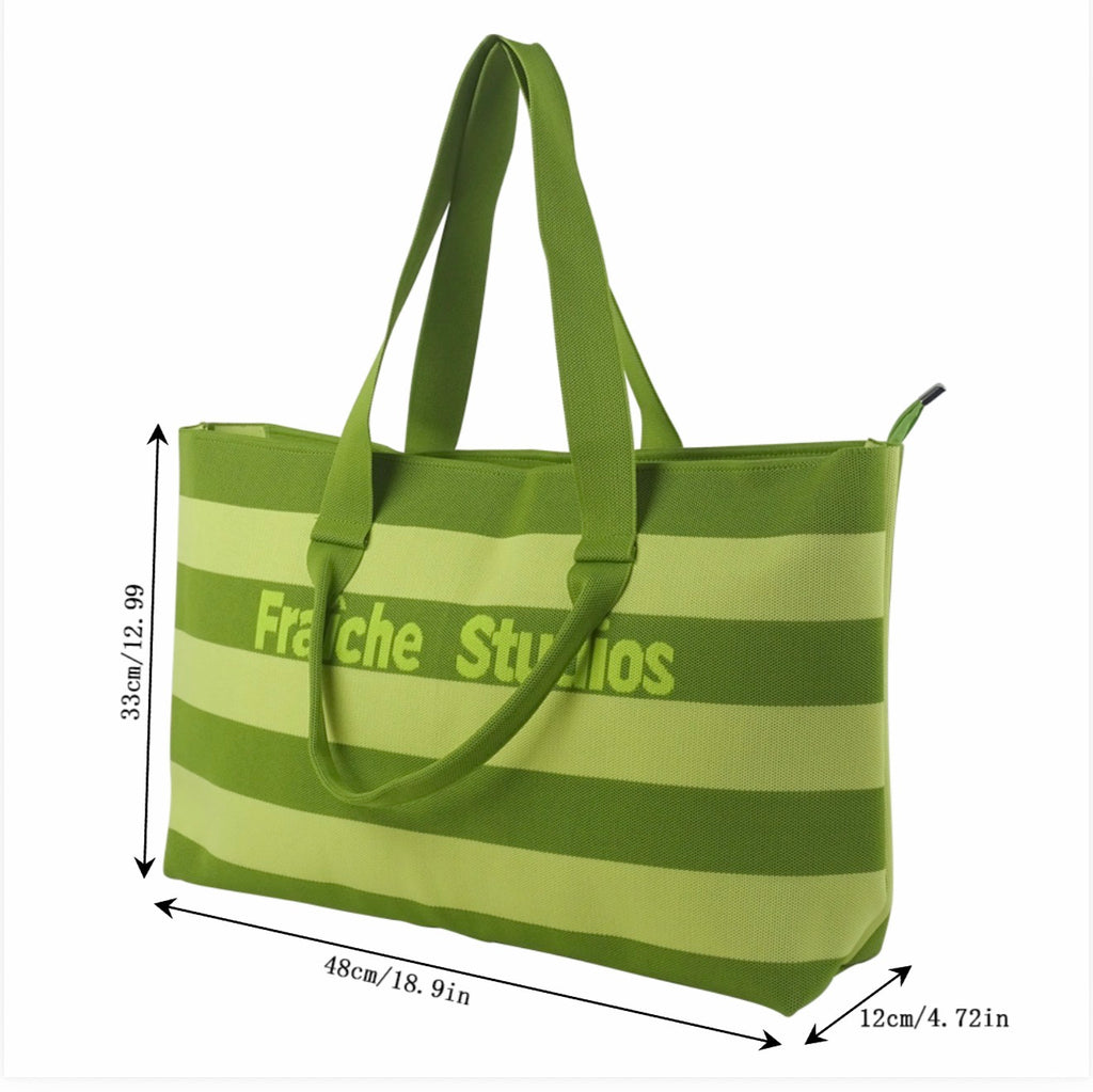 Between The Lines Tote (Olive +Lime)